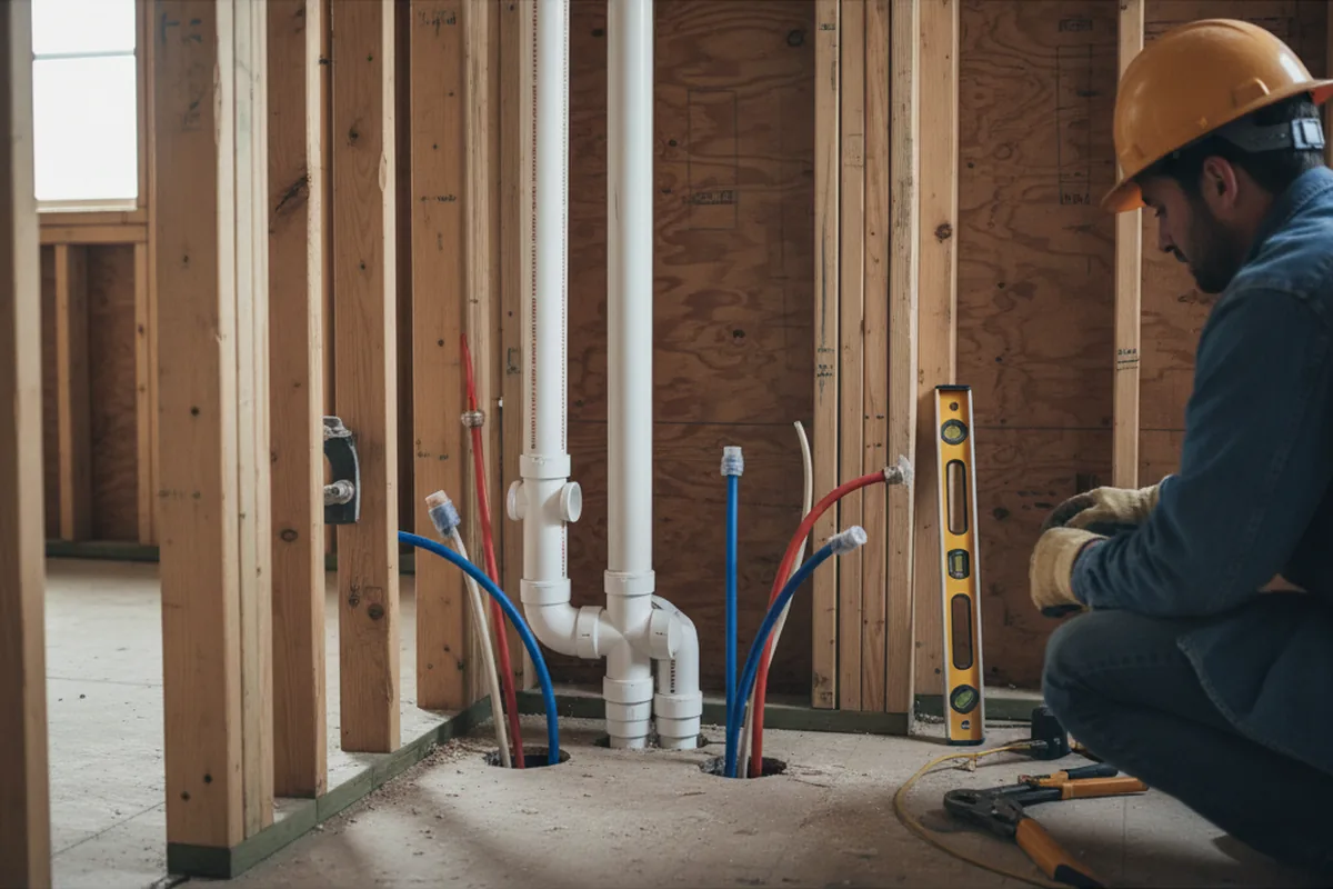 Drain and supply rough-in during Leak Detection in Isleton