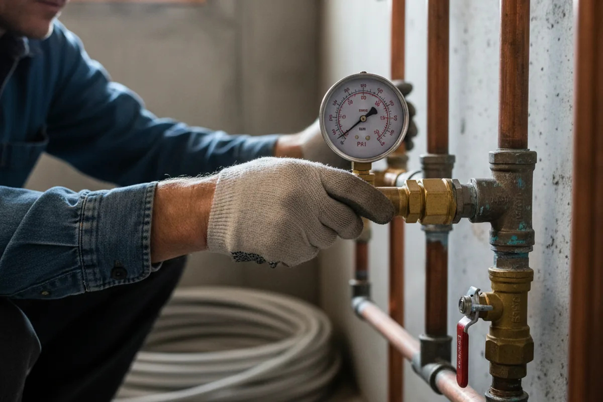Pressure testing a repaired line during Water Line Repair in Isleton